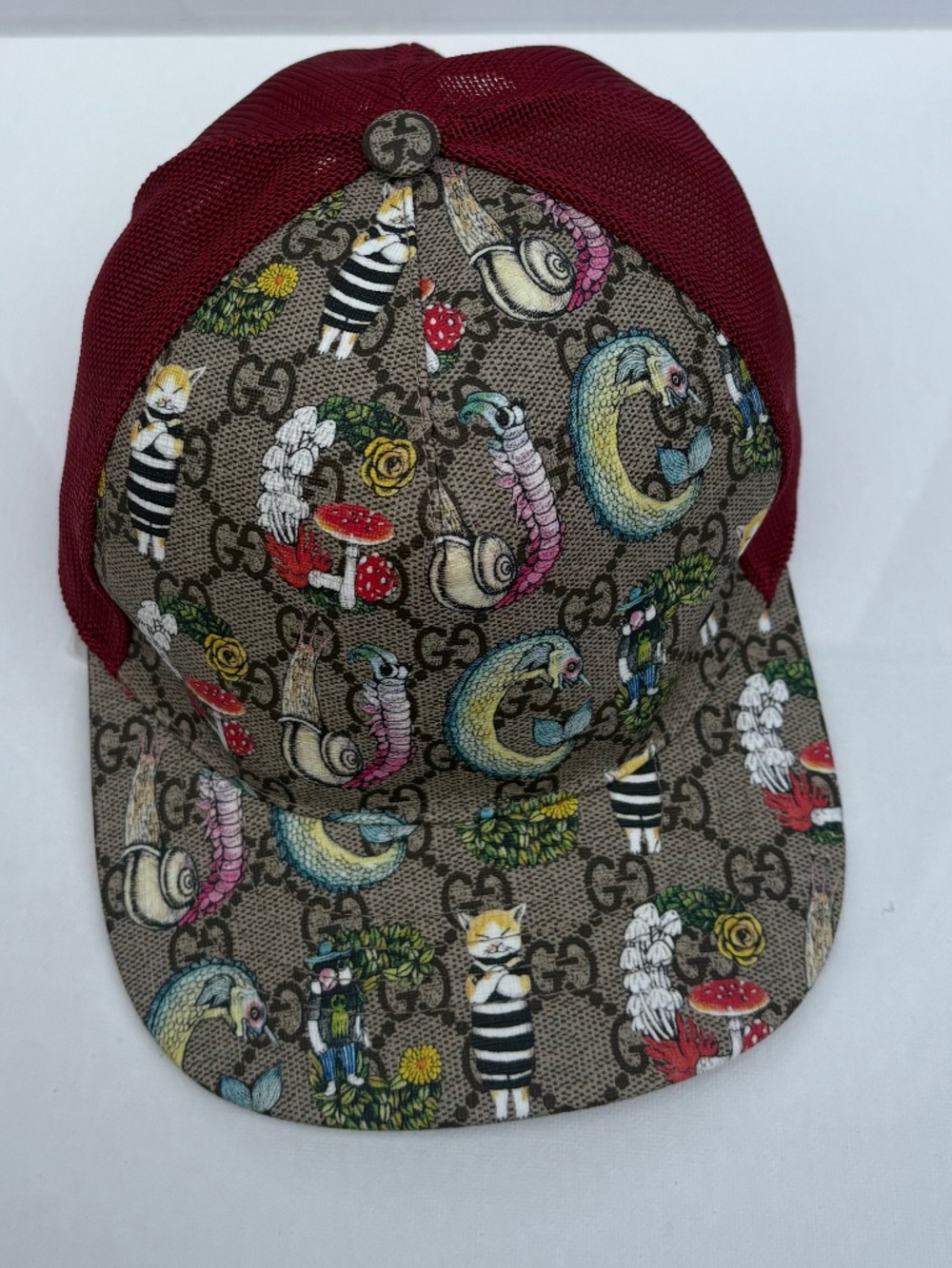 Authentic Gucci Kids GG Supreme Animal Print Mesh Cap Hat M 54cm